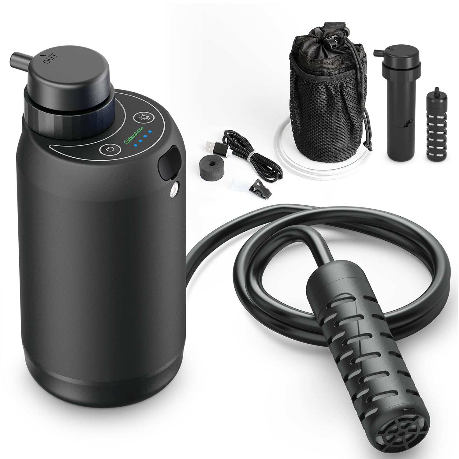 Rechargeable Portable Water Purifier GS-2801 + More one Filter SET(Pre-filter & Internal Filter) - Greeshow Direct