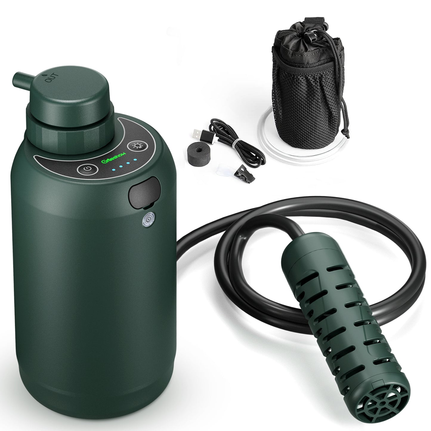 Portable Water Purifier with Dual Filter Cartridge for Outdoor Survival Camping, GS-2801 - Greeshow Direct