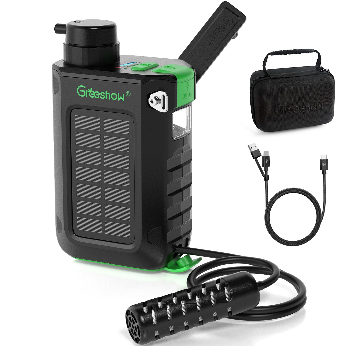 Electric Portable Water Filtering System with Solar Panel and Hand Crank GS-2811 - Greeshow Direct