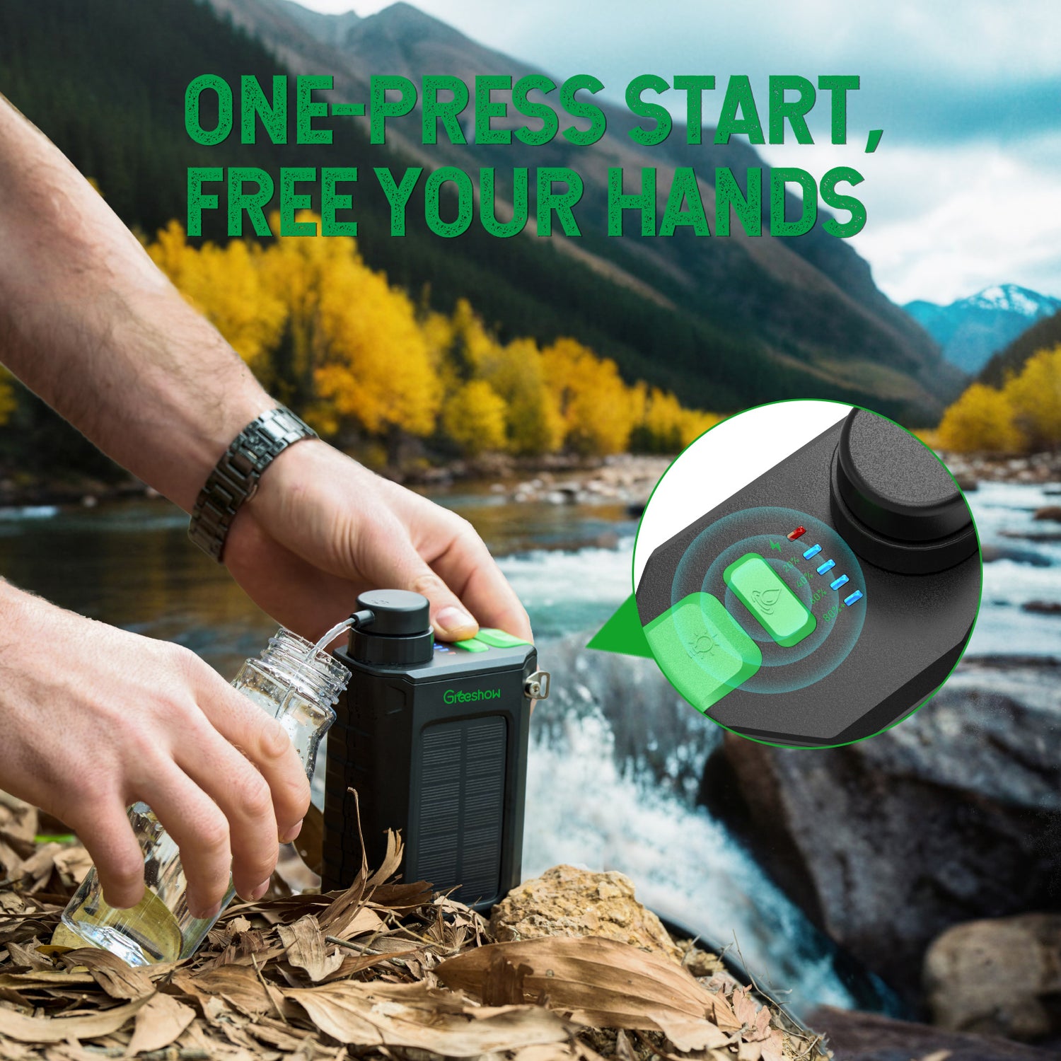 Electric Portable Water Filtering System with Solar Panel and Hand Crank GS-2811 - Greeshow Direct