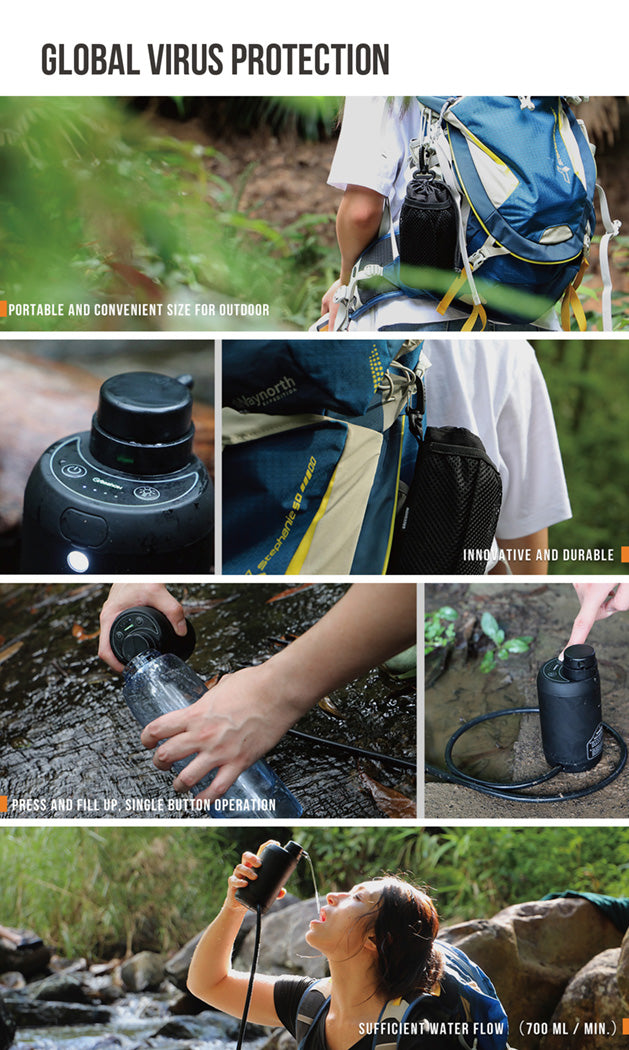 Portable Electric Water Filter Water Purifier Manufacturer System for Camping 0.01 Micron 5-Stage Filters with Emergency Lighting, Survival Purifier for Hurricane, Storm, Outages, Backpacking, Outdoor Filtration Greeshow battery powered operation 