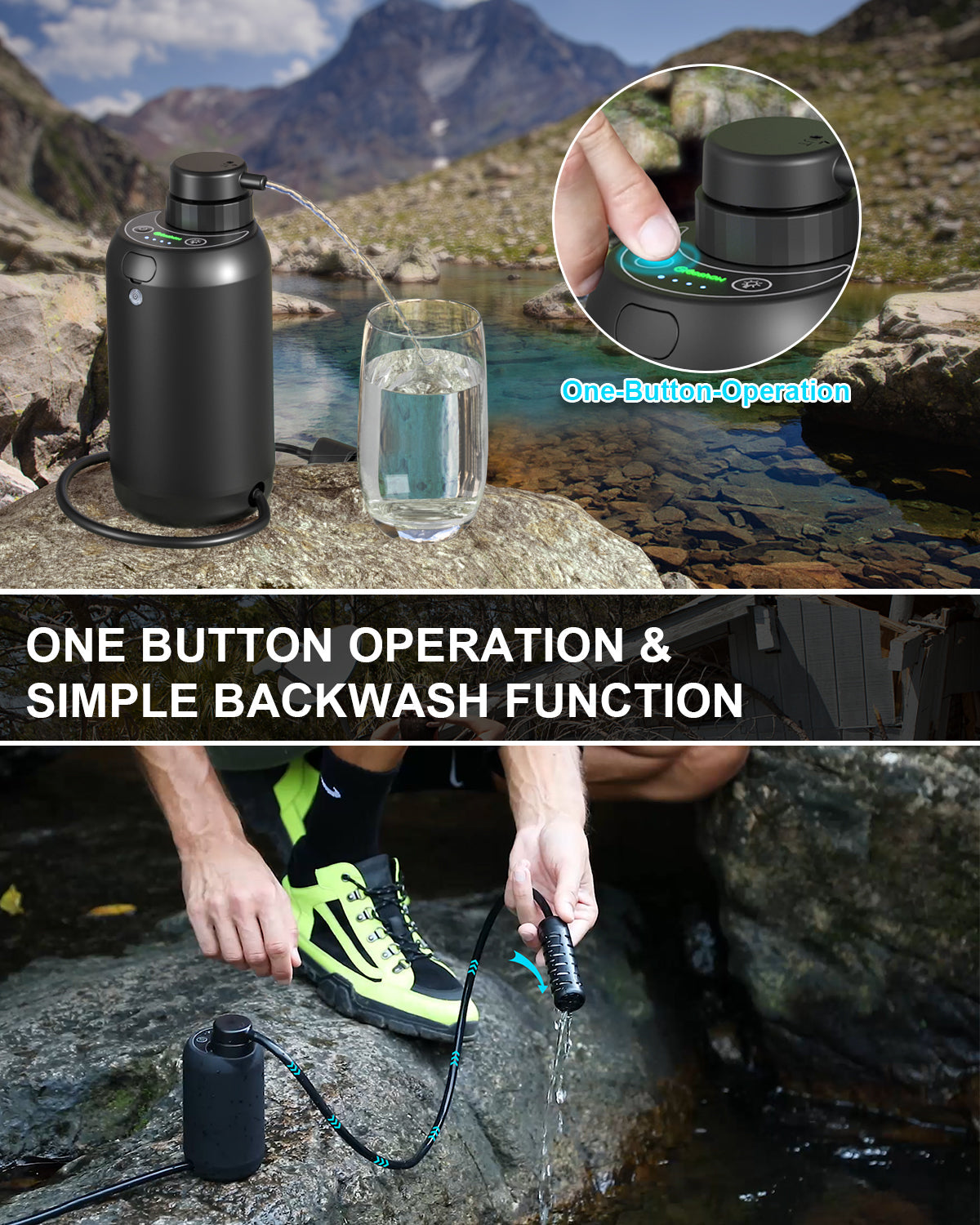 Greeshow Rechargeable 5-Stage Filtration System Portable Water Filter For Outdoor Activities - Greeshow Direct